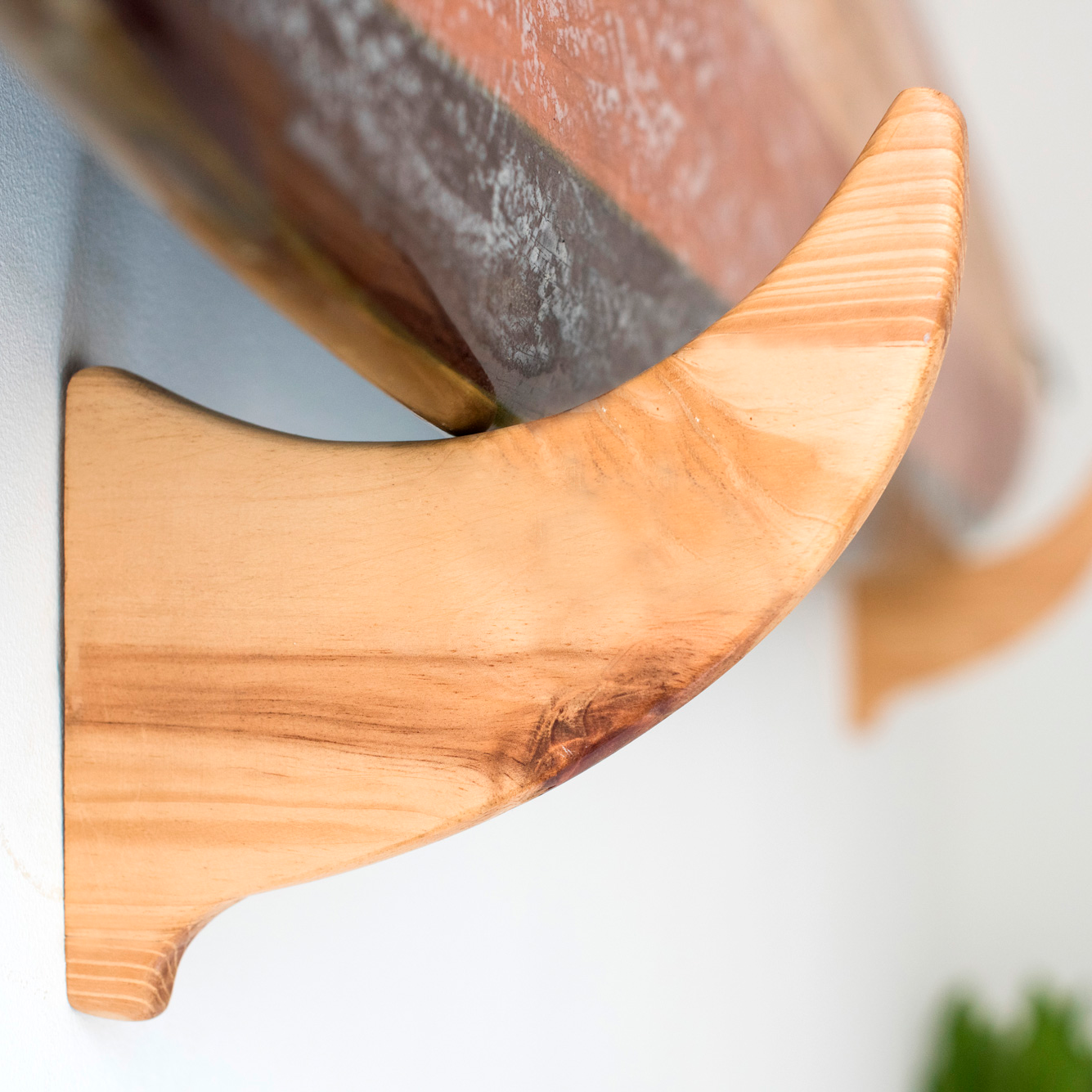 Decorative surfboard wall top mounts